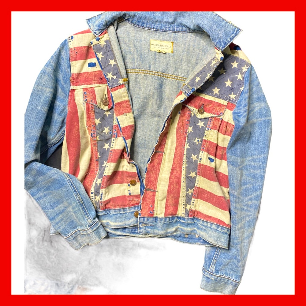 Ralph Lauren Distressed American flag denim jacket